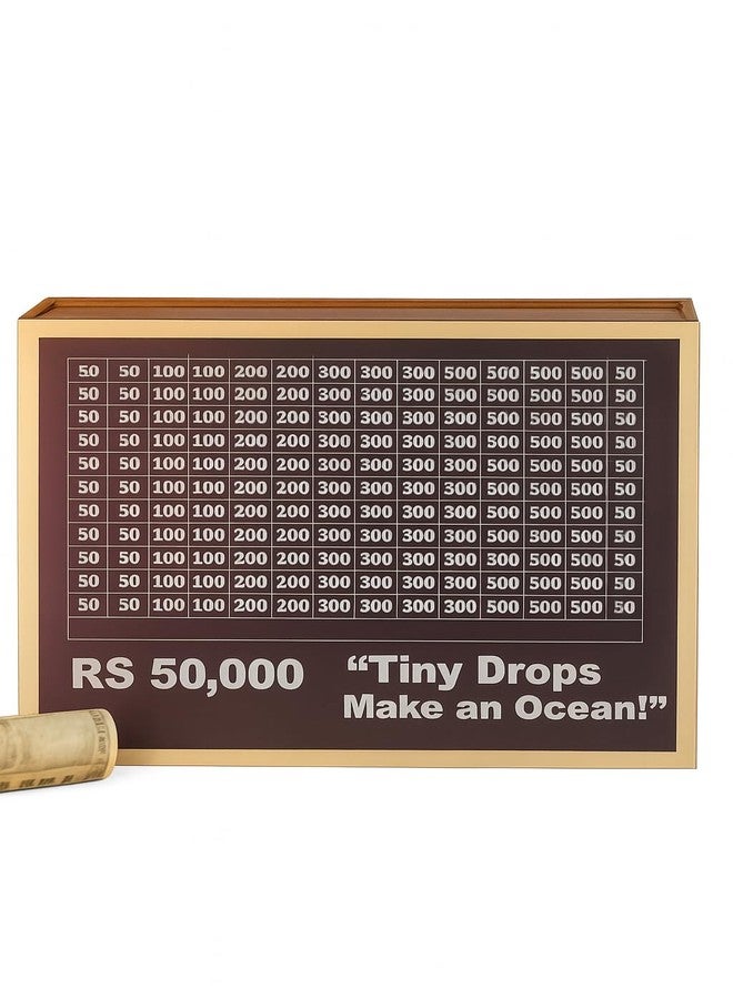 MASHUR FAB حصالة نقود خشبية من ماشور فاب للأطفال والكبار، صندوق نقود بتصميم منحوت، صندوق توفير، حصالة صغيرة، صندوق نقود خشبي، موفر للمال، حصالة نقود بأرقام (حصالة نقود 50 ألف، قطعة واحدة) - Image 1